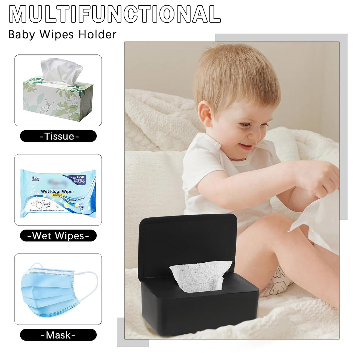 Diaper Wipes Dispenser with 2 Travel Wipes Pouches, Green