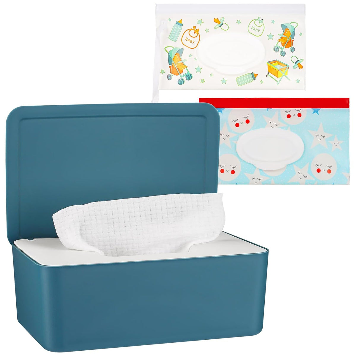 Diaper Wipes Dispenser with 2 Travel Wipes Pouches, Green