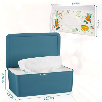 Diaper Wipes Dispenser with 2 Travel Wipes Pouches, Green