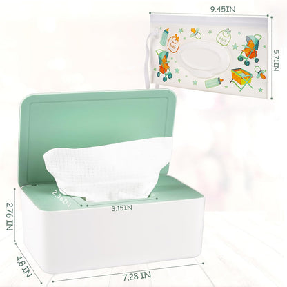 Diaper Wipes Dispenser with 2 Travel Wipes Pouches, Green