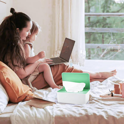 Diaper Wipes Dispenser with 2 Travel Wipes Pouches, Green