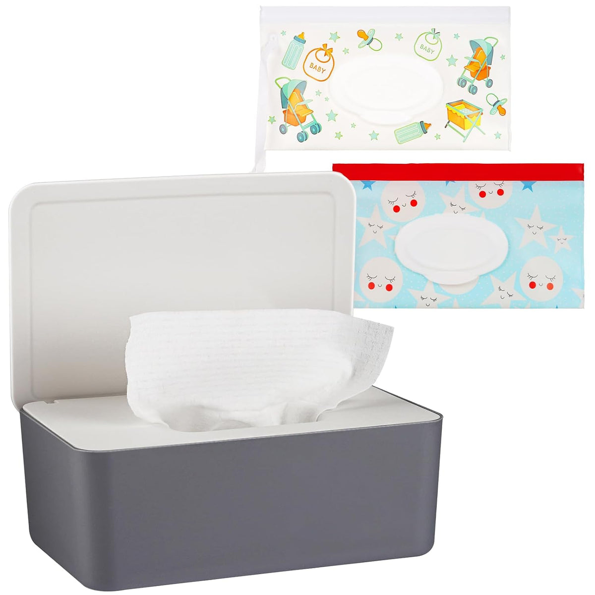 Diaper Wipes Dispenser with 2 Travel Wipes Pouches, Green