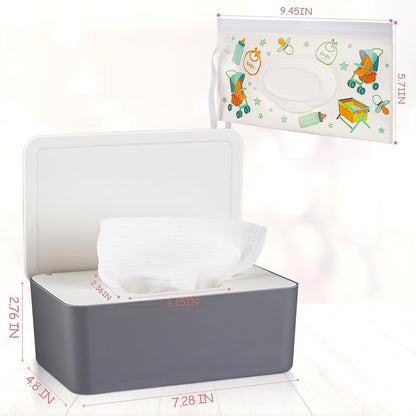Diaper Wipes Dispenser with 2 Travel Wipes Pouches, Green