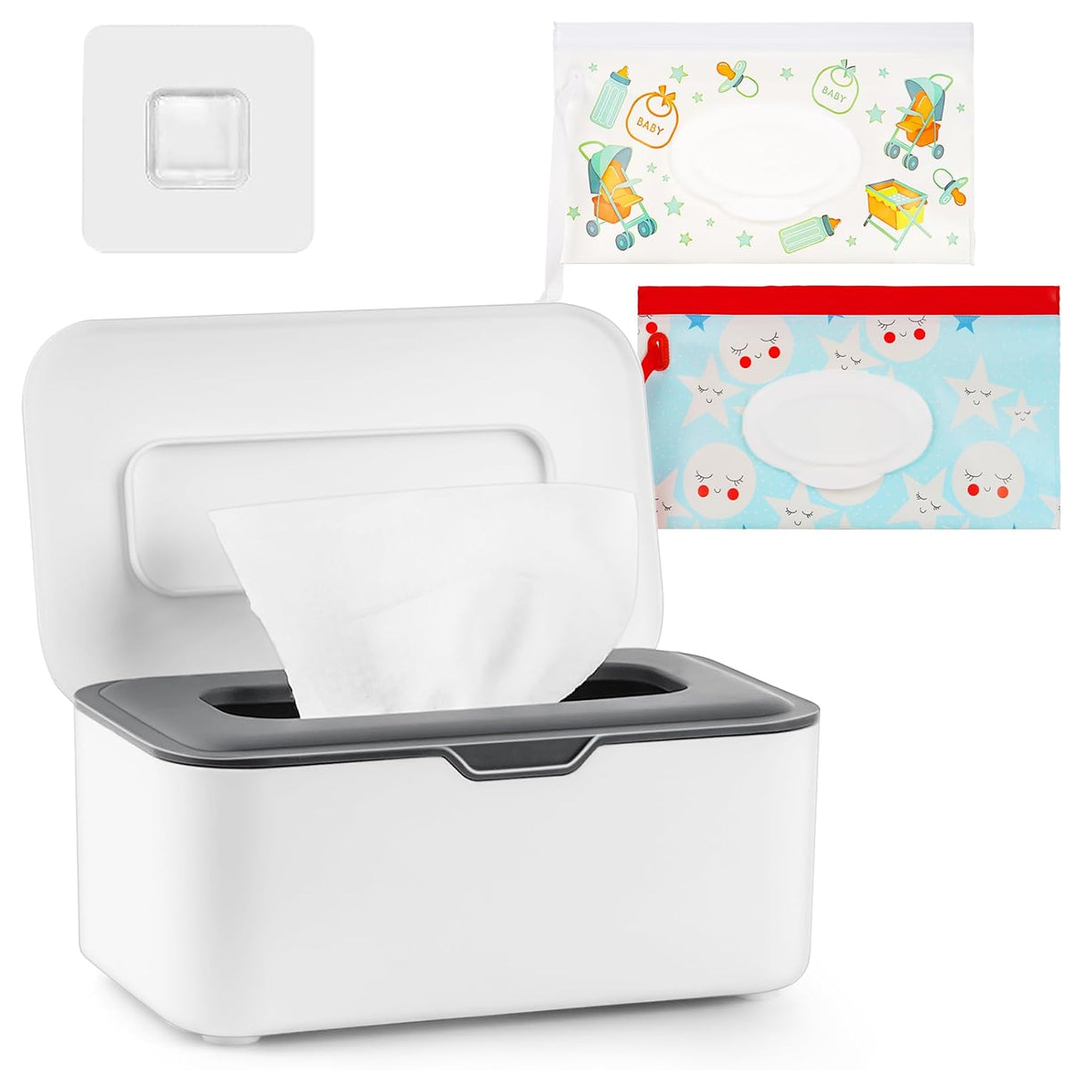 Diaper Wipes Dispenser with 2 Travel Wipes Pouches, Green