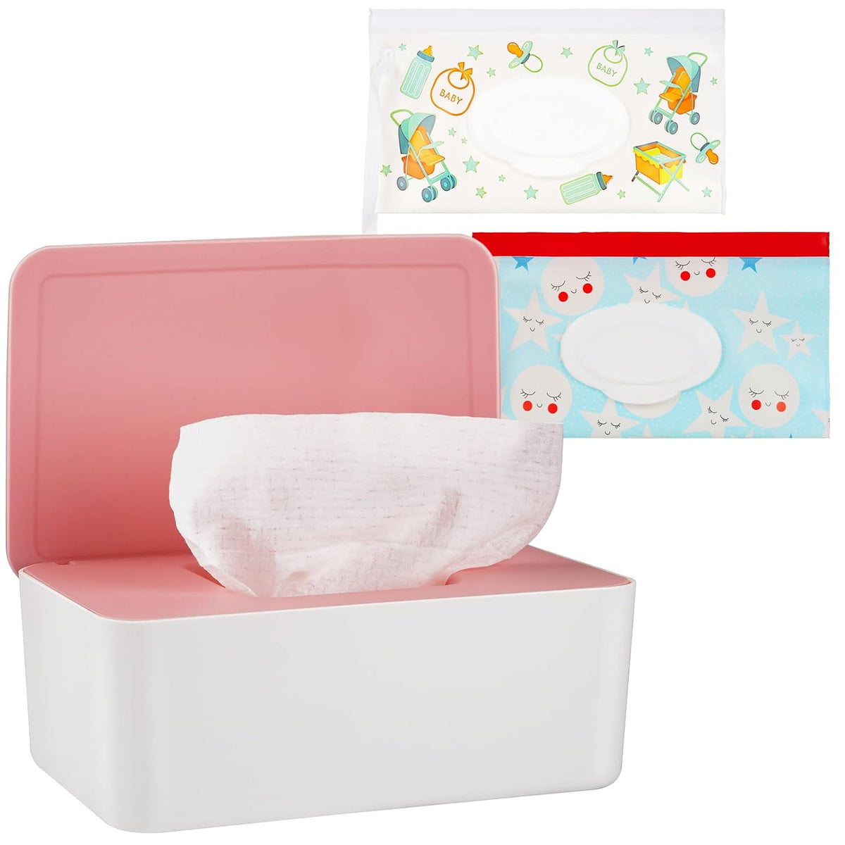 Diaper Wipes Dispenser with 2 Travel Wipes Pouches, Green