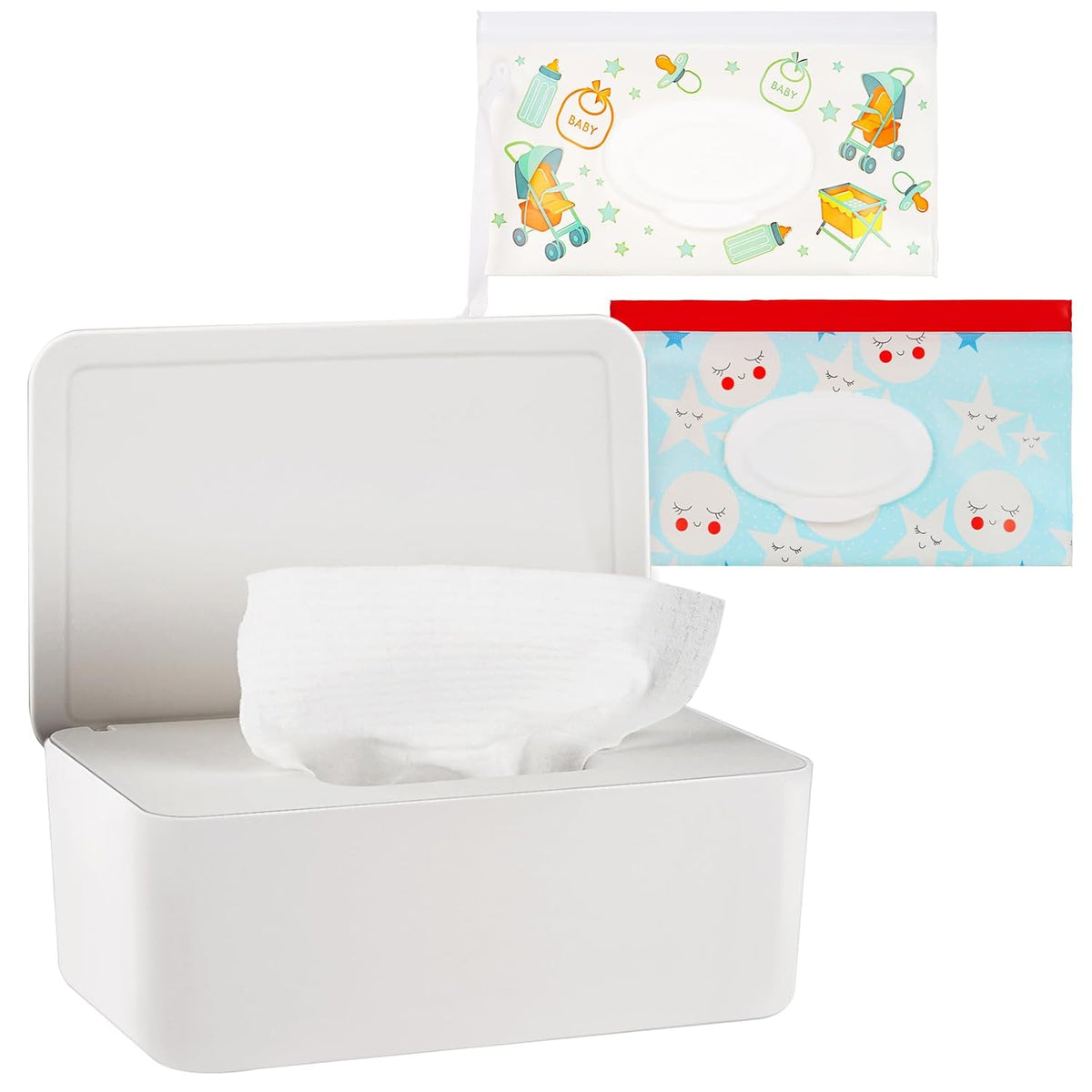 Diaper Wipes Dispenser with 2 Travel Wipes Pouches, Green