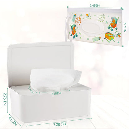 Diaper Wipes Dispenser with 2 Travel Wipes Pouches, Green