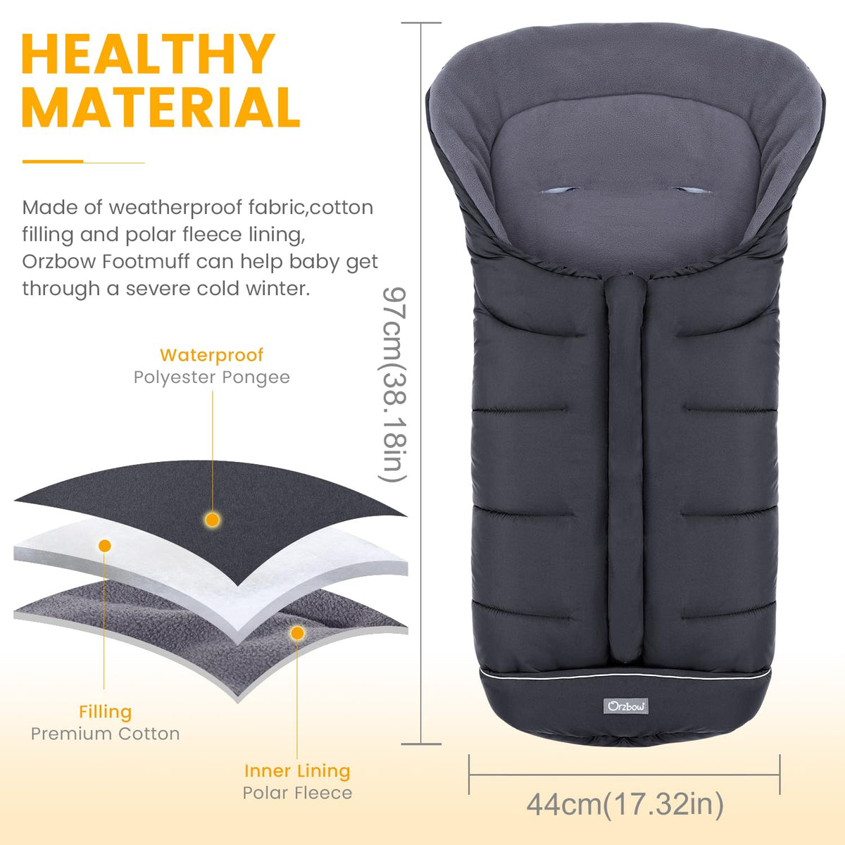Orzbow Footmuff for Stroller Universal, Weather-Proof Baby Bunting Bag