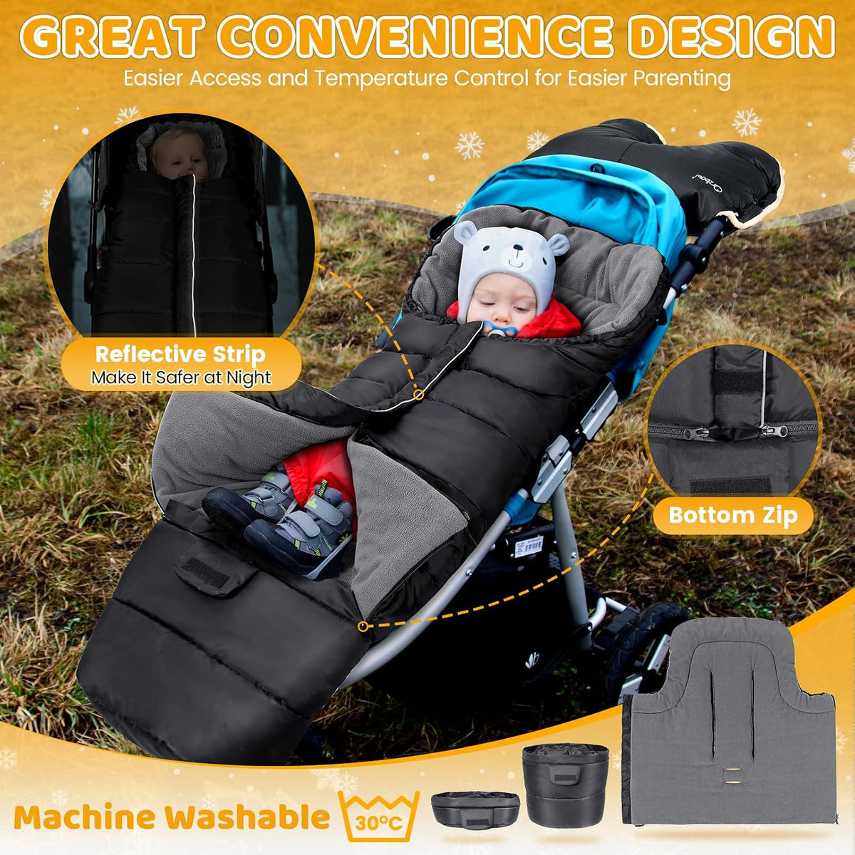 Orzbow Footmuff for Stroller Universal, Weather-Proof Baby Bunting Bag