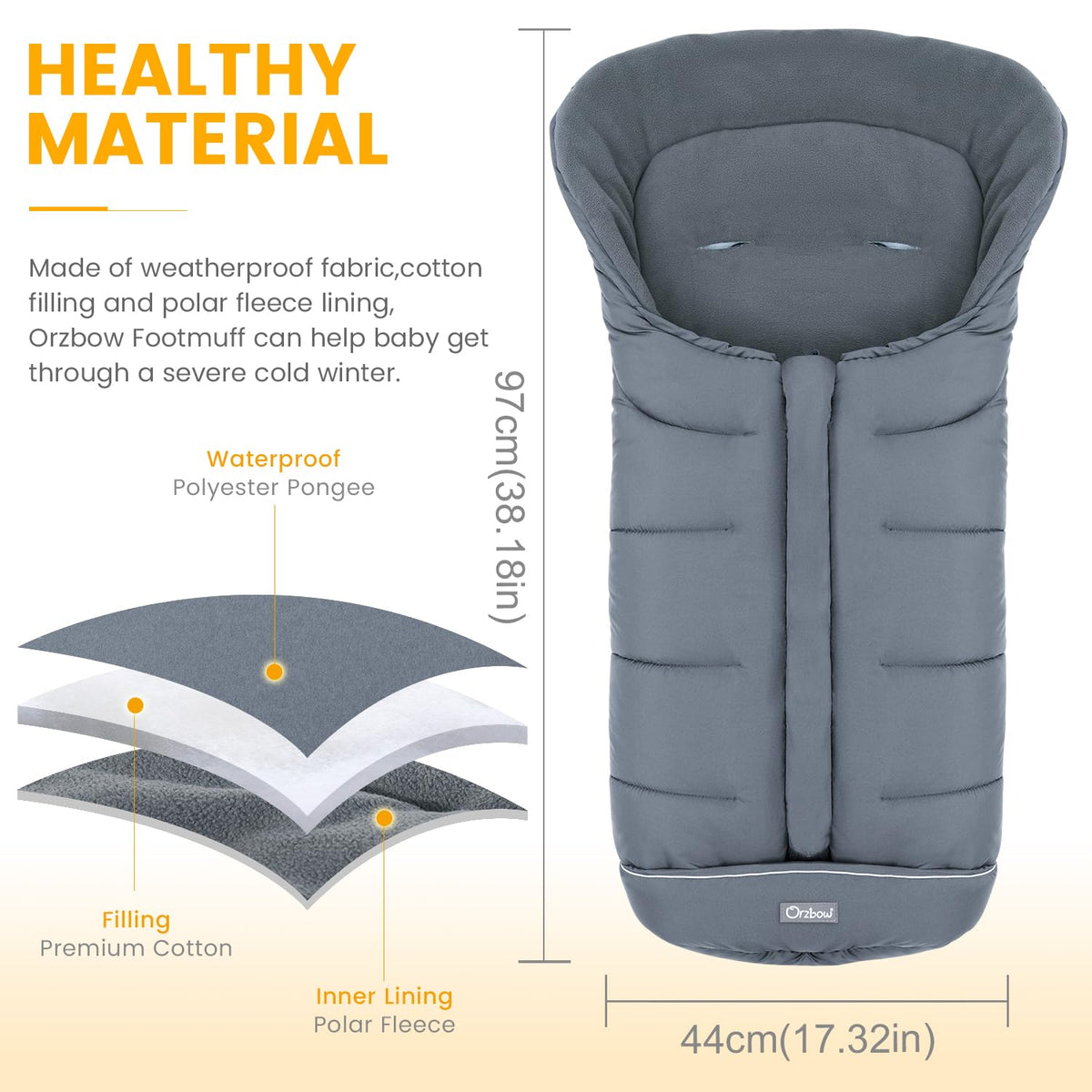 Orzbow Footmuff for Stroller Universal, Weather-Proof Baby Bunting Bag