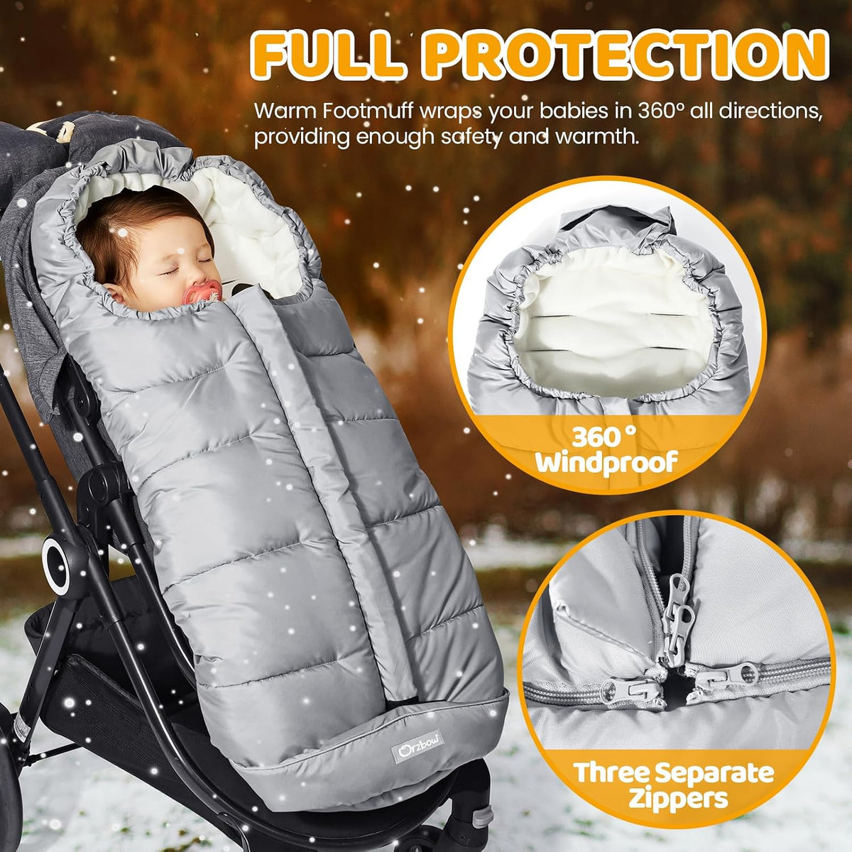 Orzbow Footmuff for Stroller Universal, Weather-Proof Baby Bunting Bag