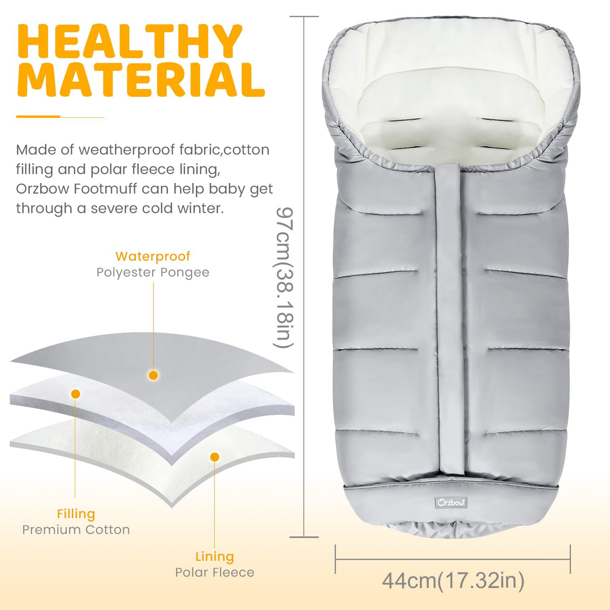 Orzbow Footmuff for Stroller Universal, Weather-Proof Baby Bunting Bag