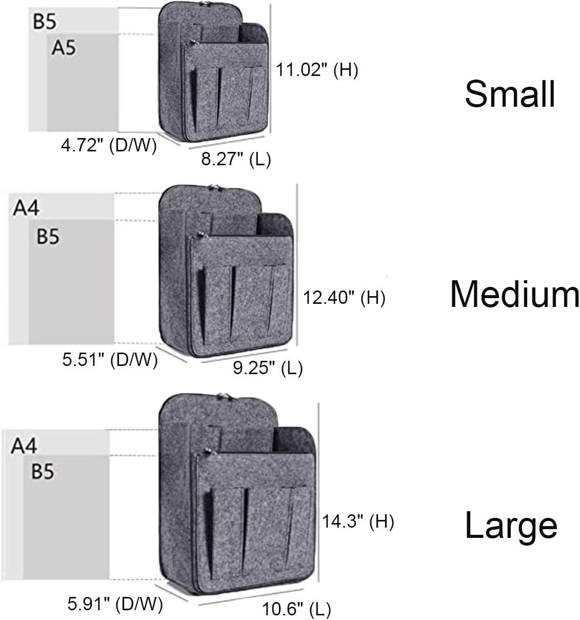 Felt Backpack Organizer Insert for Women and Men, Large Travel Rucksack Insert with High Capacity, Lightweight Bag Organizer with Zipper Pockets