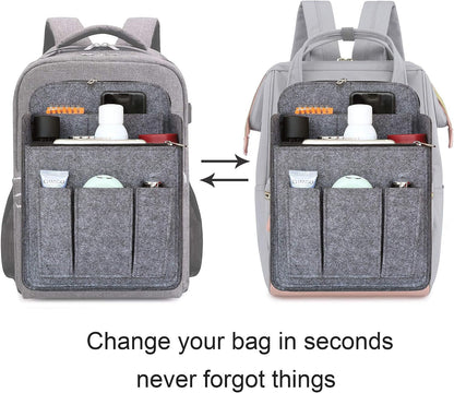 Felt Backpack Organizer Insert for Women and Men, Large Travel Rucksack Insert with High Capacity, Lightweight Bag Organizer with Zipper Pockets