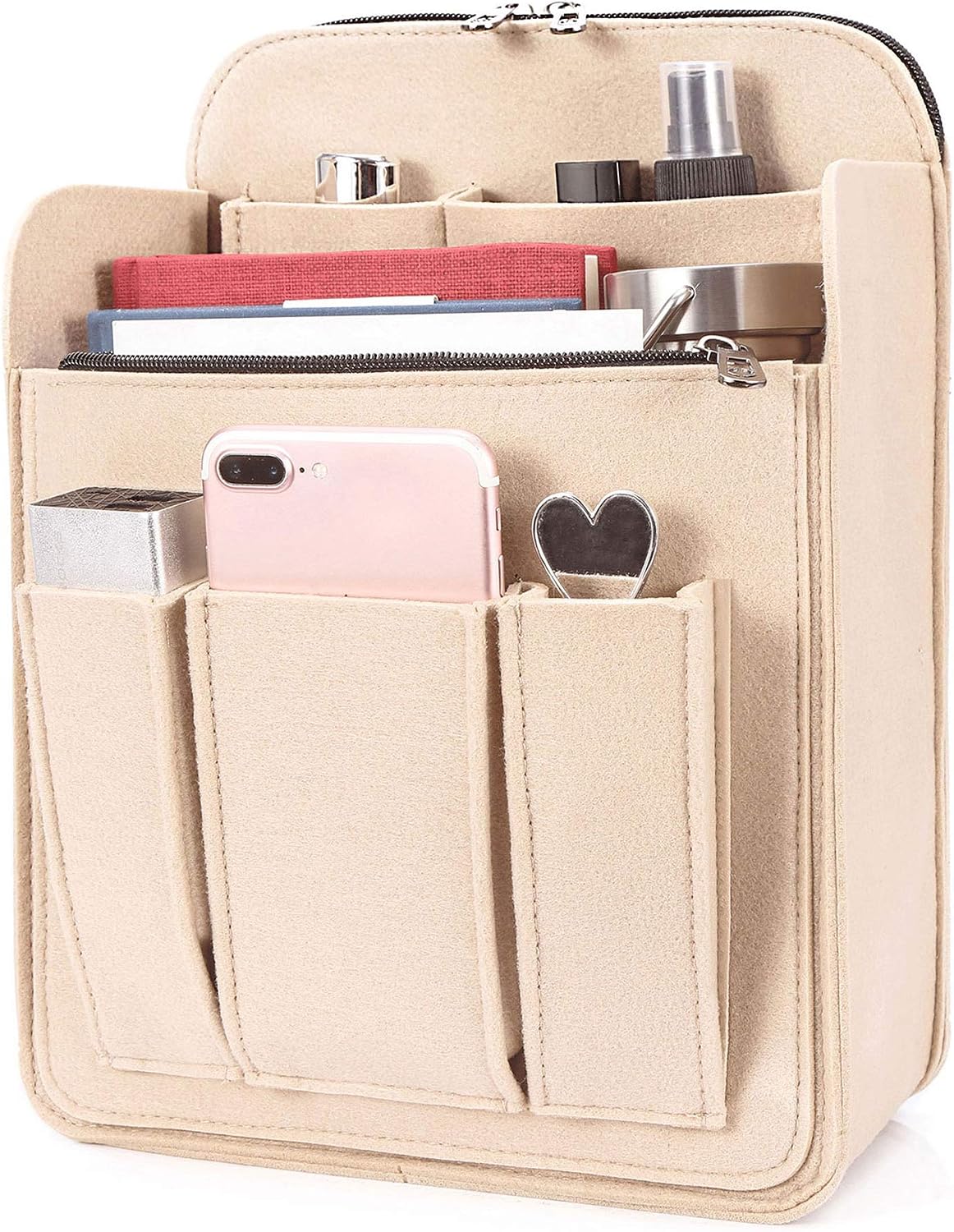 Felt Backpack Organizer Insert for Women and Men, Large Travel Rucksack Insert with High Capacity, Lightweight Bag Organizer with Zipper Pockets