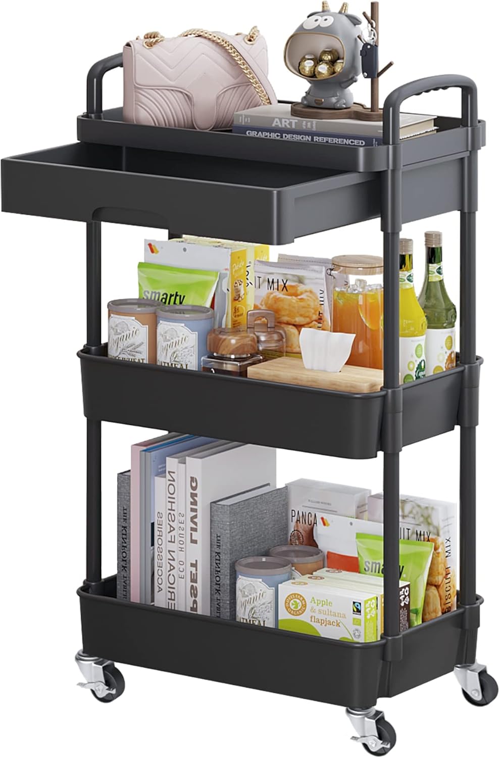 5-Tier Utility Cart with Drawer & Wheels, Storage for Home,Office