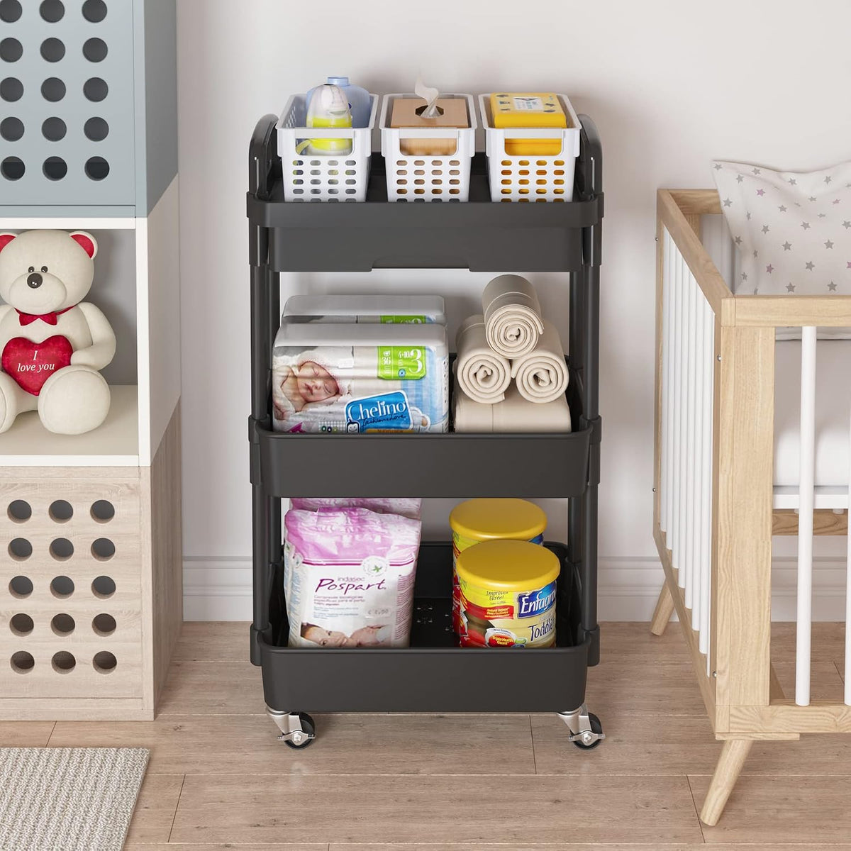 5-Tier Utility Cart with Drawer & Wheels, Storage for Home,Office