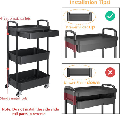 5-Tier Utility Cart with Drawer & Wheels, Storage for Home,Office