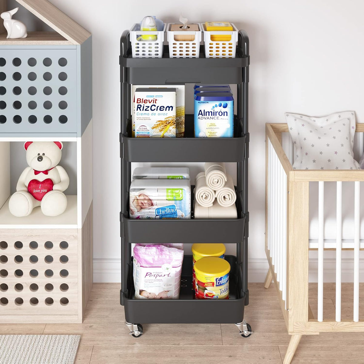5-Tier Utility Cart with Drawer & Wheels, Storage for Home,Office