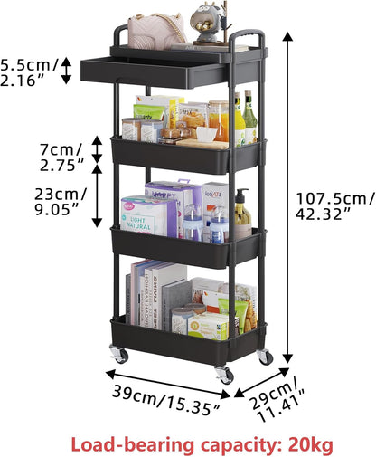 5-Tier Utility Cart with Drawer & Wheels, Storage for Home,Office