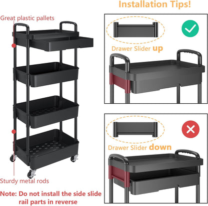 5-Tier Utility Cart with Drawer & Wheels, Storage for Home,Office