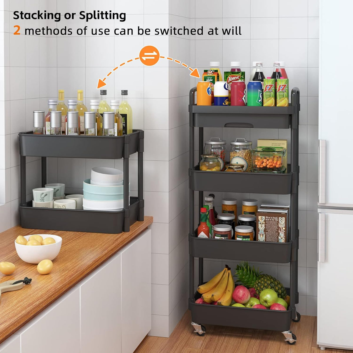 5-Tier Utility Cart with Drawer & Wheels, Storage for Home,Office