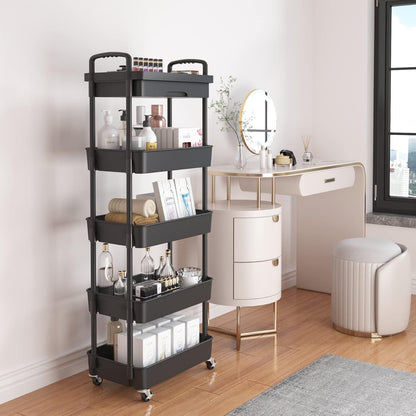 5-Tier Utility Cart with Drawer & Wheels, Storage for Home,Office