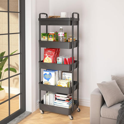 5-Tier Utility Cart with Drawer & Wheels, Storage for Home,Office