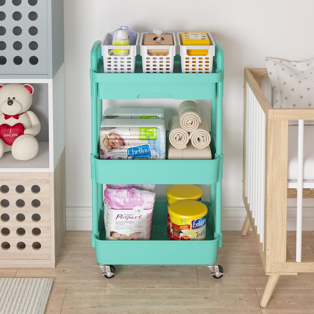 5-Tier Utility Cart with Drawer & Wheels, Storage for Home,Office
