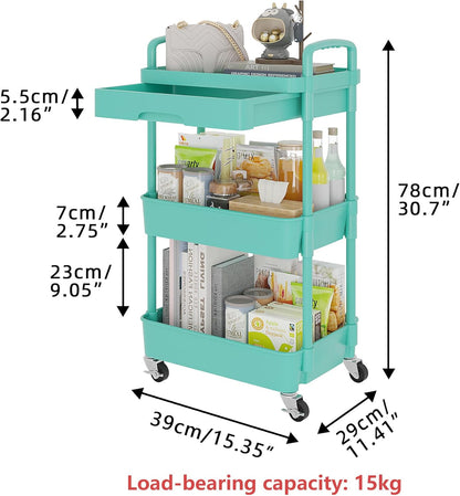 5-Tier Utility Cart with Drawer & Wheels, Storage for Home,Office