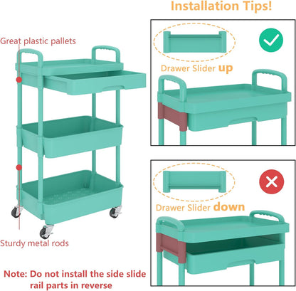 5-Tier Utility Cart with Drawer & Wheels, Storage for Home,Office