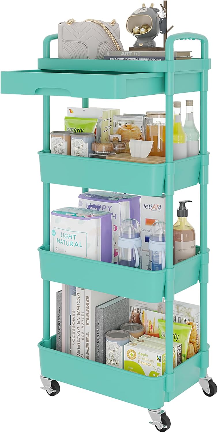 5-Tier Utility Cart with Drawer & Wheels, Storage for Home,Office