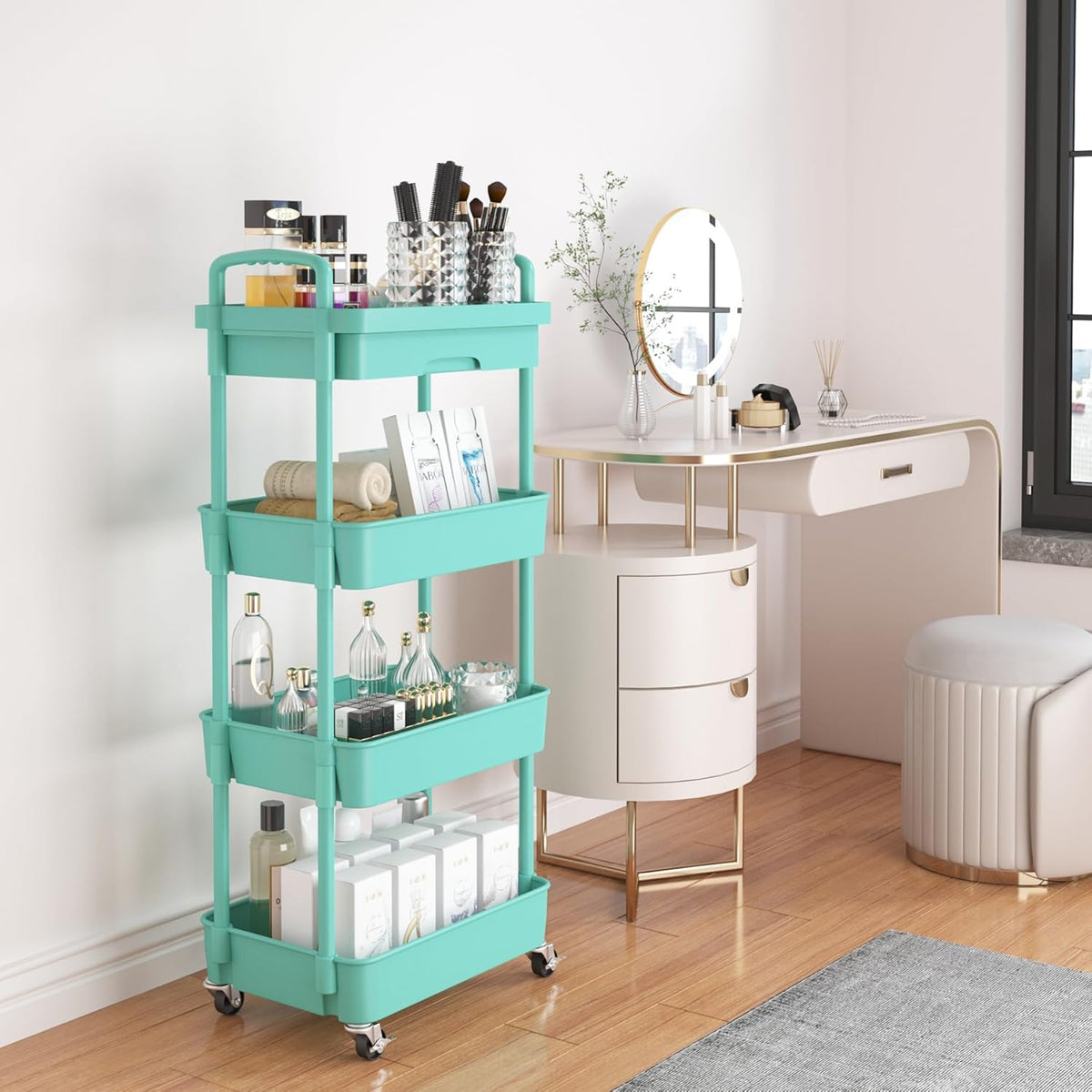 5-Tier Utility Cart with Drawer & Wheels, Storage for Home,Office