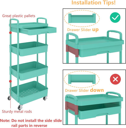 5-Tier Utility Cart with Drawer & Wheels, Storage for Home,Office
