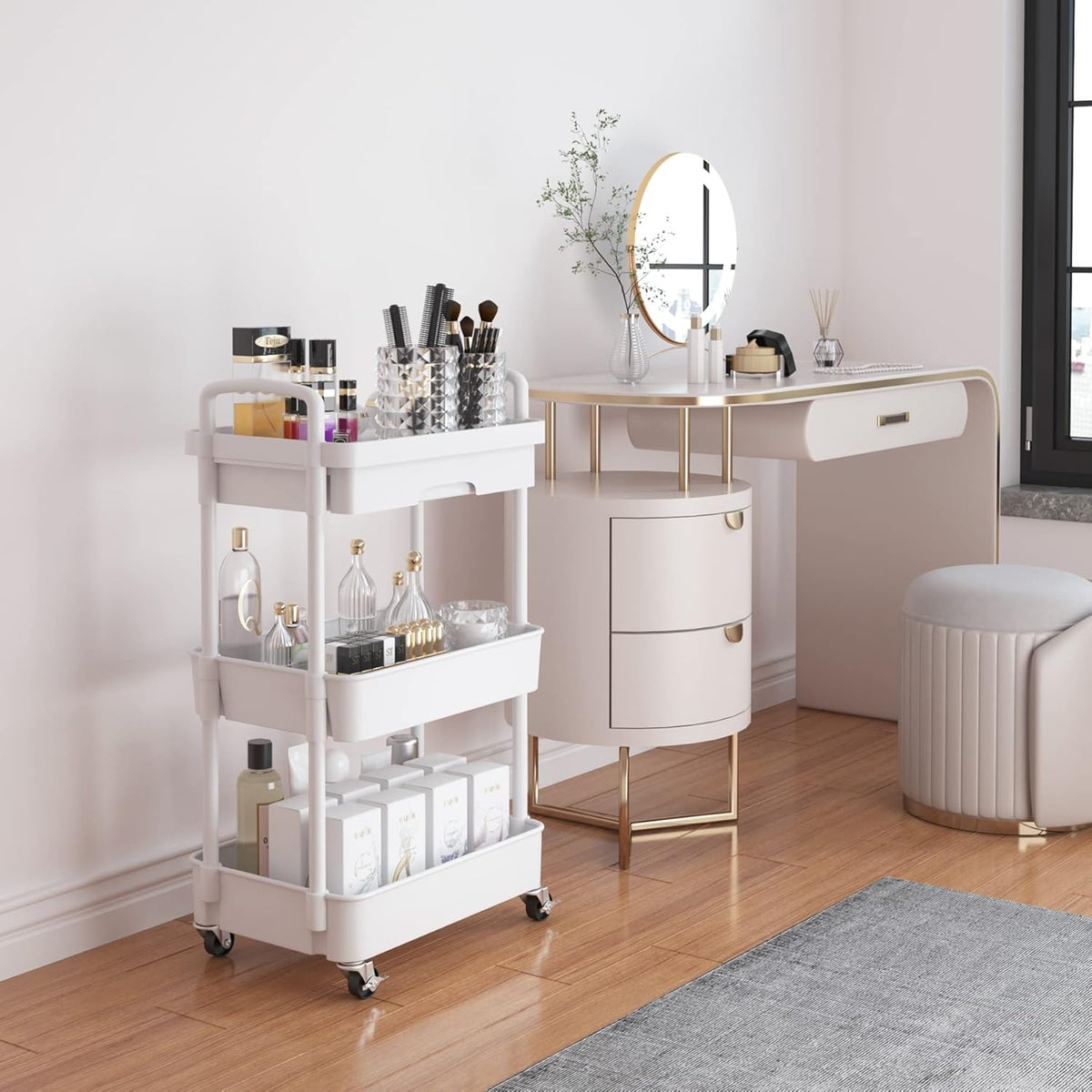 5-Tier Utility Cart with Drawer & Wheels, Storage for Home,Office