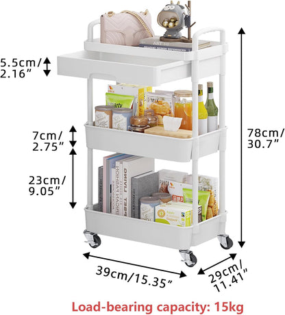 5-Tier Utility Cart with Drawer & Wheels, Storage for Home,Office