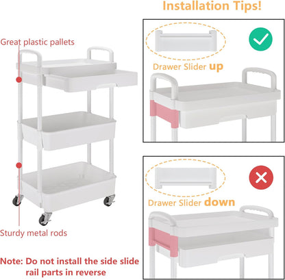 5-Tier Utility Cart with Drawer & Wheels, Storage for Home,Office