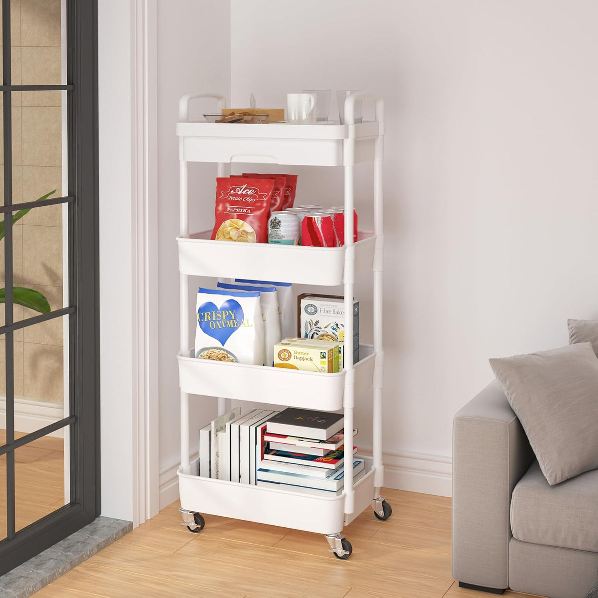 5-Tier Utility Cart with Drawer & Wheels, Storage for Home,Office