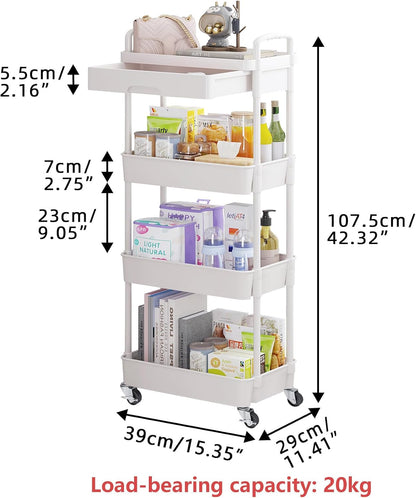 5-Tier Utility Cart with Drawer & Wheels, Storage for Home,Office