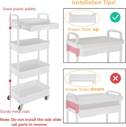 5-Tier Utility Cart with Drawer & Wheels, Storage for Home,Office