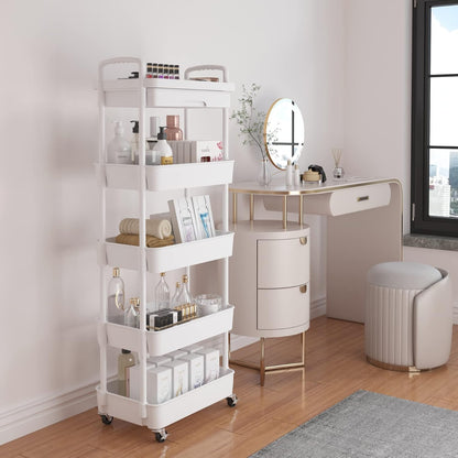 5-Tier Utility Cart with Drawer & Wheels, Storage for Home,Office