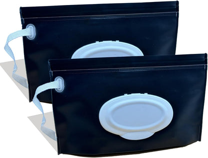 Baby Wipe Holder, 2 Pack Reusable Travel Wipes Pouch Dispenser, Portable Refillable Wipe Container for Travel & Home Use