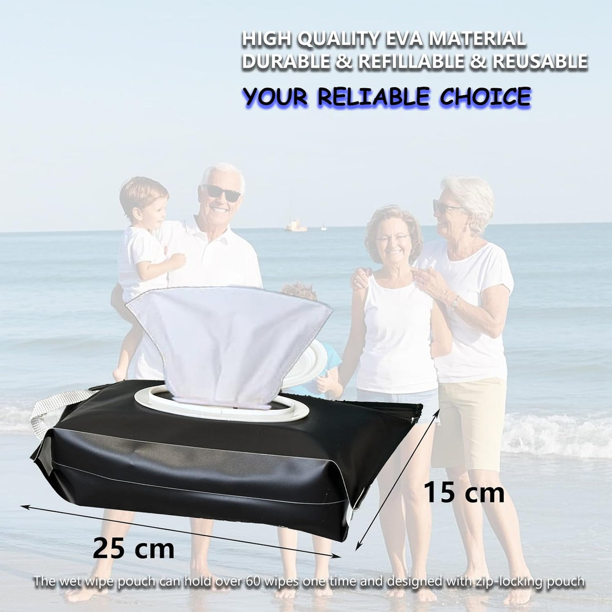 Baby Wipe Holder, 2 Pack Reusable Travel Wipes Pouch Dispenser, Portable Refillable Wipe Container for Travel & Home Use