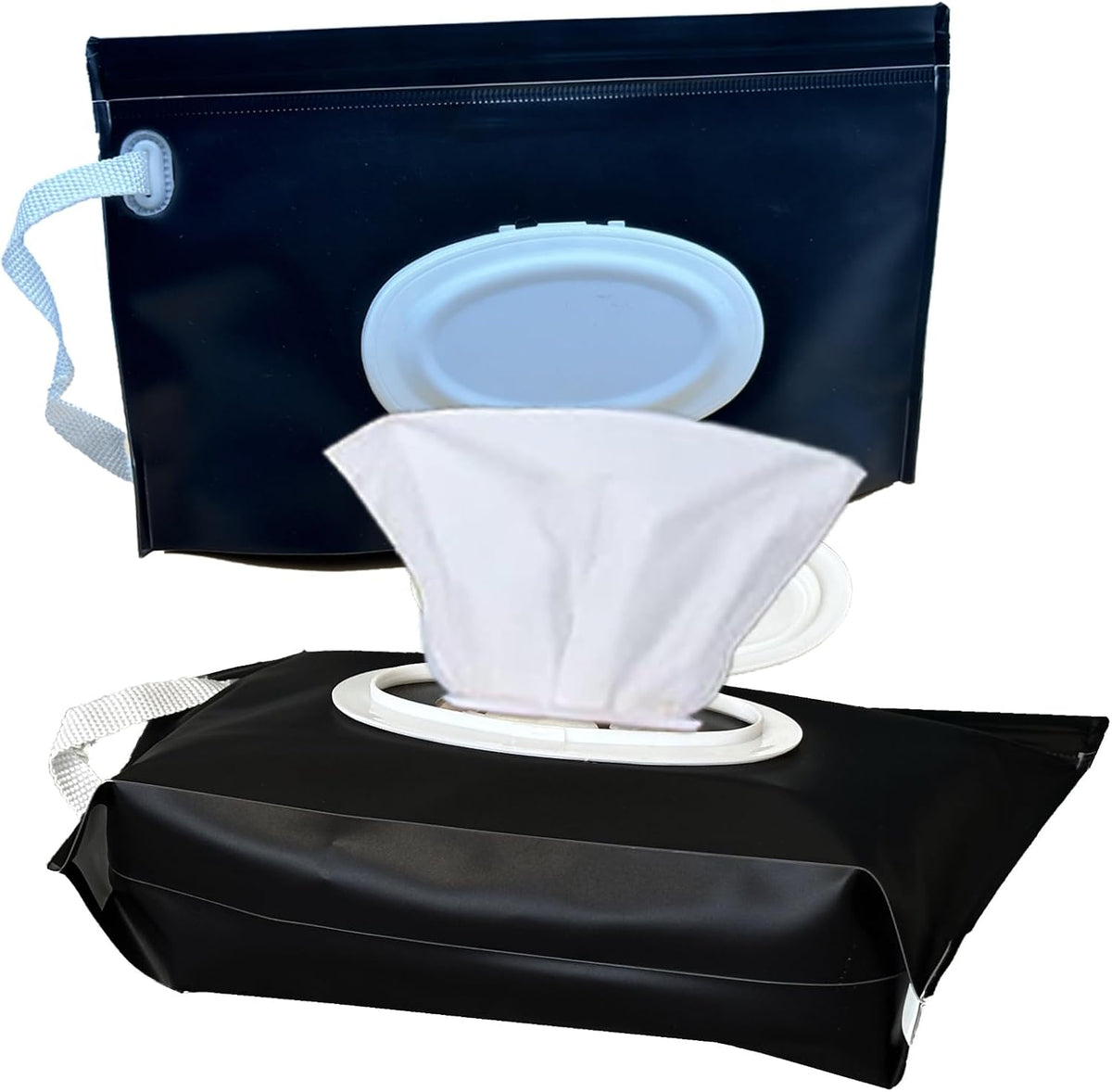 Baby Wipe Holder, 2 Pack Reusable Travel Wipes Pouch Dispenser, Portable Refillable Wipe Container for Travel & Home Use