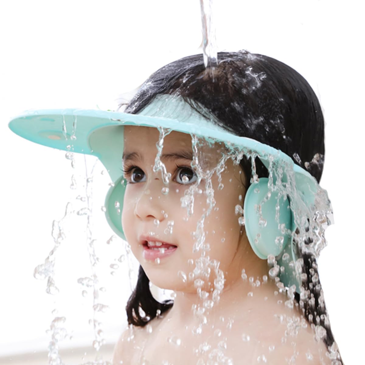 Shower Cap for Kids, Baby Shower Cap bath wash Shampoo rinser shield Hat Adjustable head hair Visor Protection Toddler and Children,Prevent water from entering eyes and ears(Pink)