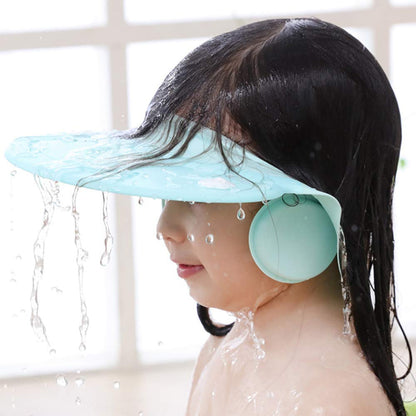 Shower Cap for Kids, Baby Shower Cap bath wash Shampoo rinser shield Hat Adjustable head hair Visor Protection Toddler and Children,Prevent water from entering eyes and ears(Pink)