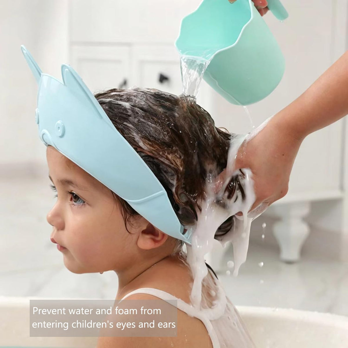 Shower Cap for Kids, Baby Shower Cap bath wash Shampoo rinser shield Hat Adjustable head hair Visor Protection Toddler and Children,Prevent water from entering eyes and ears(Pink)