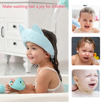 Shower Cap for Kids, Baby Shower Cap bath wash Shampoo rinser shield Hat Adjustable head hair Visor Protection Toddler and Children,Prevent water from entering eyes and ears(Pink)