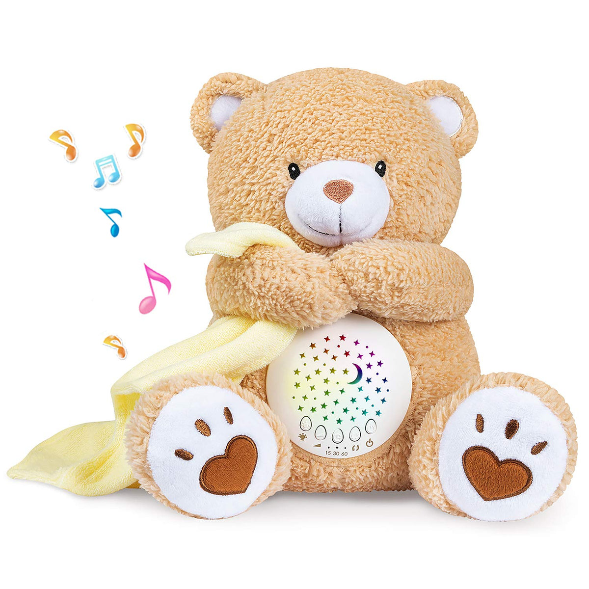 Baby Sleep Soother Bear, Mom's Heartbeat & Lullabies White Noise Machine, Nursery Decor Night Light Projector, Toddler Crib Sleeping Aid, Newborns Shower Gifts Portable Teddy