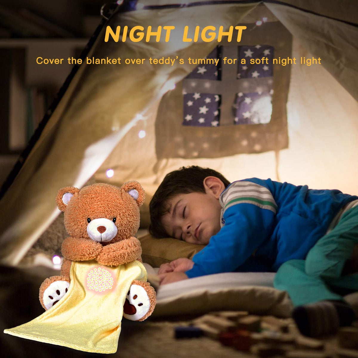 Baby Sleep Soother Bear, Mom's Heartbeat & Lullabies White Noise Machine, Nursery Decor Night Light Projector, Toddler Crib Sleeping Aid, Newborns Shower Gifts Portable Teddy